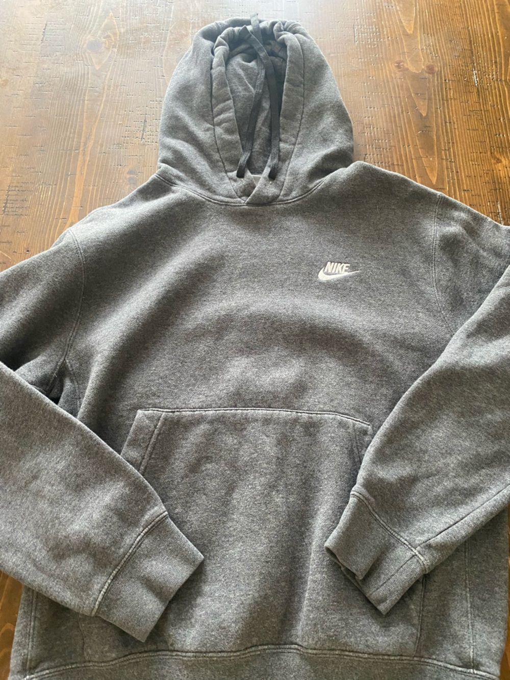 Nike Men’s Dark Gray Crewneck Hoodie with Small White Swoosh